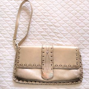 MICHAEL KORS Stitched Gold Metallic Evening Day Casual Versatile Wristlet